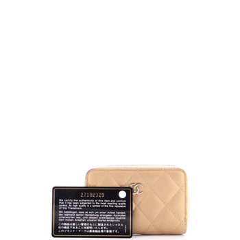 Chanel Cc Zip Card Holder Quilted Lambskin