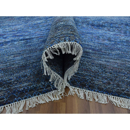 10'X14' Blue Modern Chiaroscuro Collection Pure Wool Hand Knotted Rug