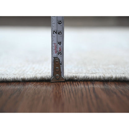 2'10"X11'10" Gray Hand Knotted Angora Oushak Leaf Design Wool Runner Rug