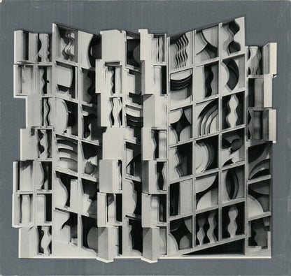 No Text 13" x 13.75" Foil Print 1977 - LOUISE NEVELSON At Pace Columbus (Silver)