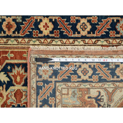 Rug 2'6"x12'2" Red Antiqued Heris Re-Creation Wool Hand Knotted Runner