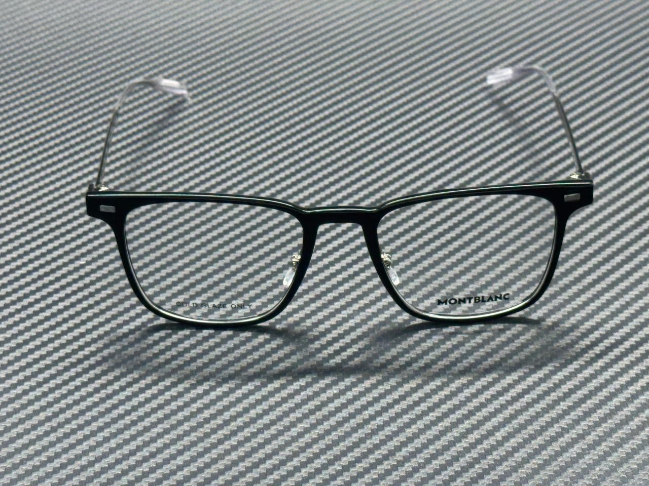 MONT BLANC MB0395ON 001 Shiny Black Silver 51 mm Medium Eyeglasses