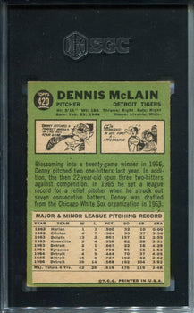 Denny Mclain 1967 Topps #420 Sgc 4