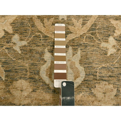 8'10"X12'2" Brown Bijar Garus Design Distressed Hand Knotted Wool Rug