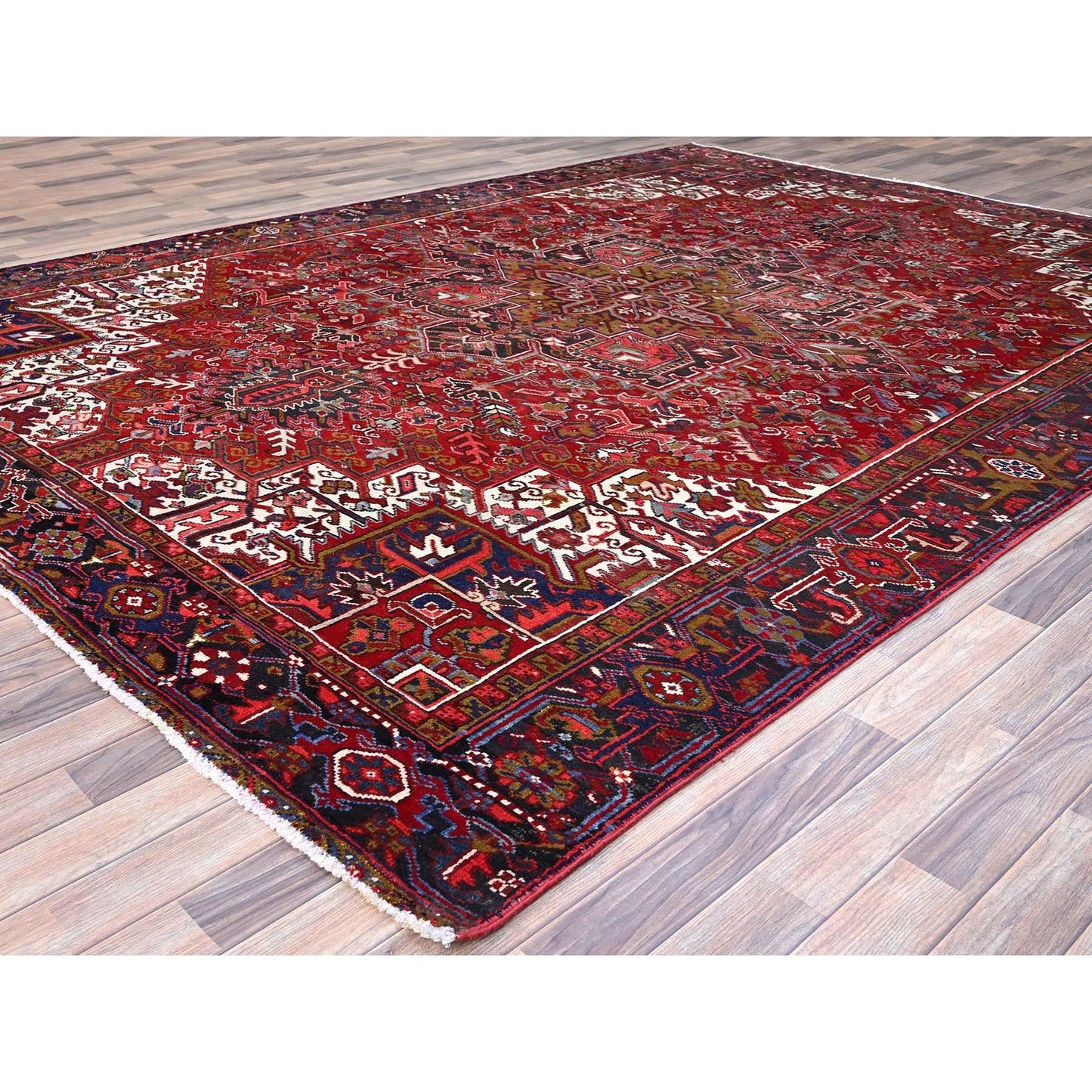 9'1"X12'4" Nationals Red Even Wear Semi Antique Sheared Low Oriental Rug