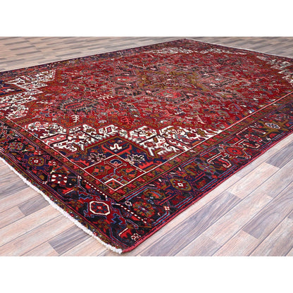 9'1"X12'4" Nationals Red Even Wear Semi Antique Sheared Low Oriental Rug