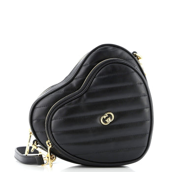 Gucci Interlocking G Heart Shoulder Bag Diagonal Quilted Leather Mini