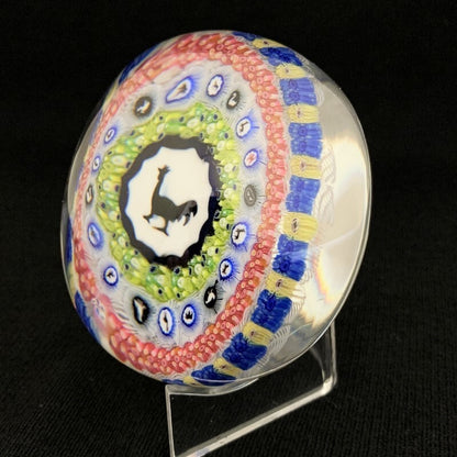 Antique Baccarat Crystal Paperweight 1971 Millefiori Blue Glass Big Size Bird