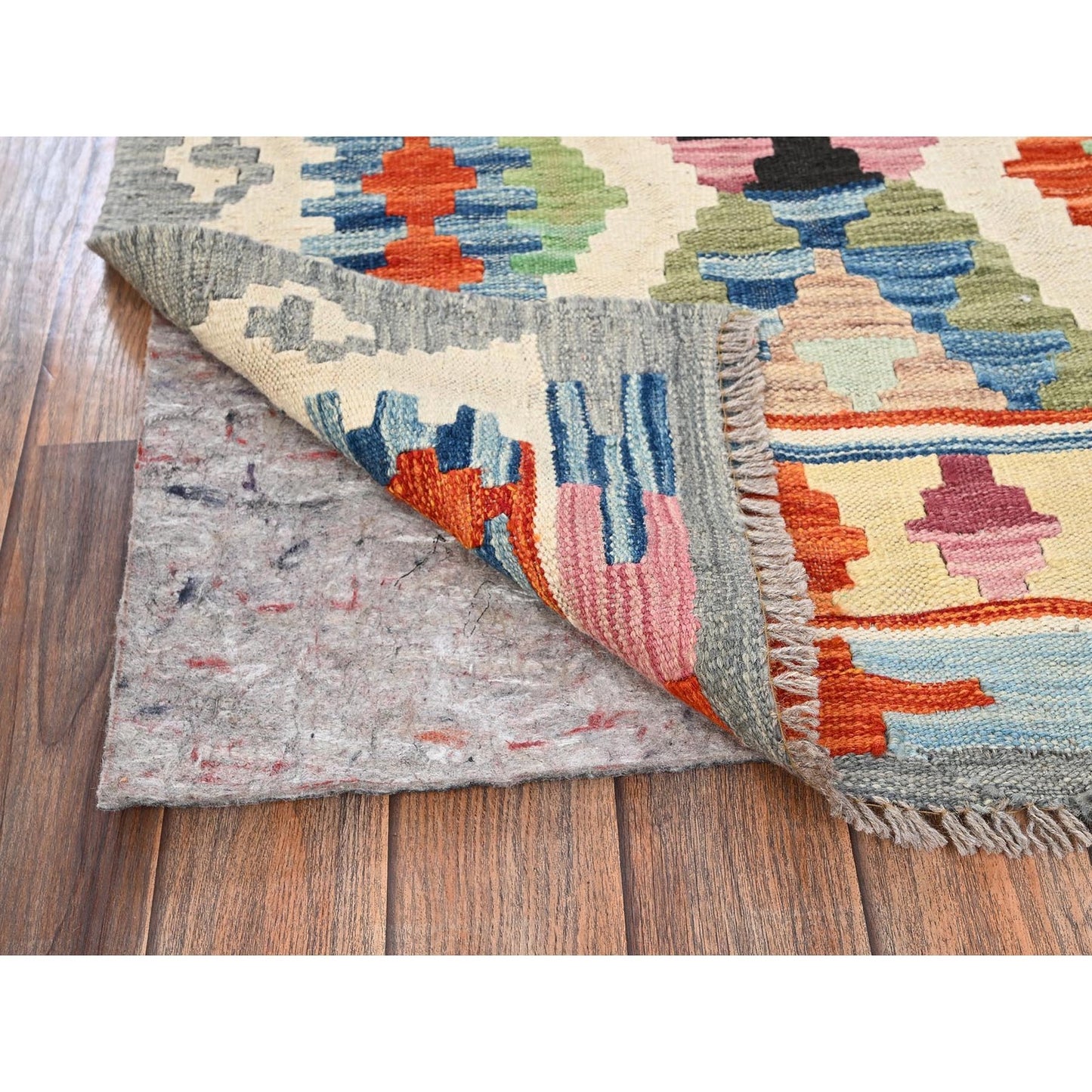 2'9"X8'3" Colorful Afghan Kilim 100% Wool Rug Flat Weave Hand Woven Runner