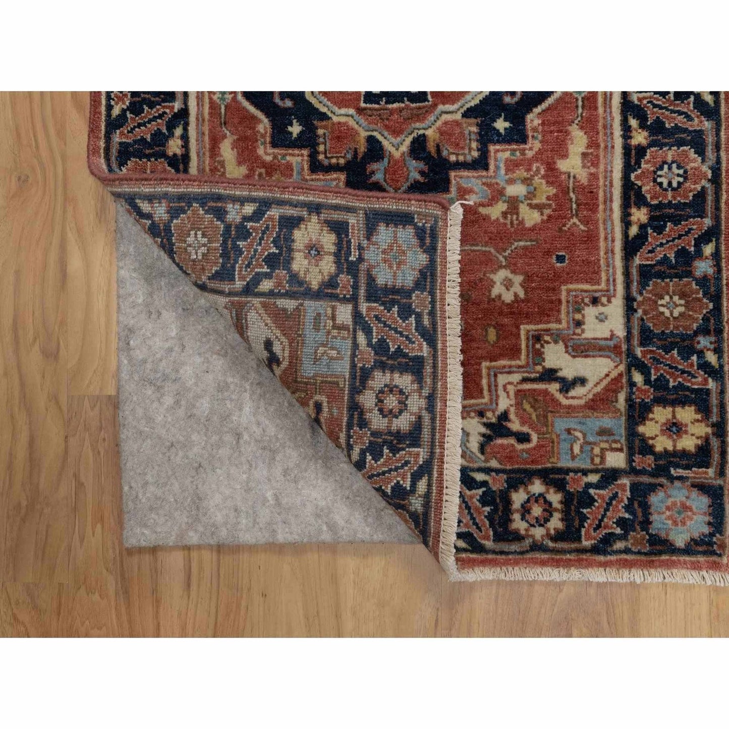 2'1"X3'2" Red Antiqued Heris Hand Knotted New Zealand Wool Sample Mat Rug