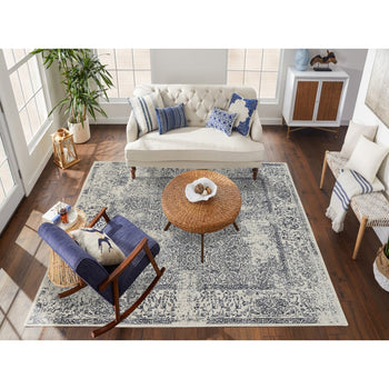 8'X8' Fine Jacquard Wool And Silk Hand Loomed Light Gray Square Rug