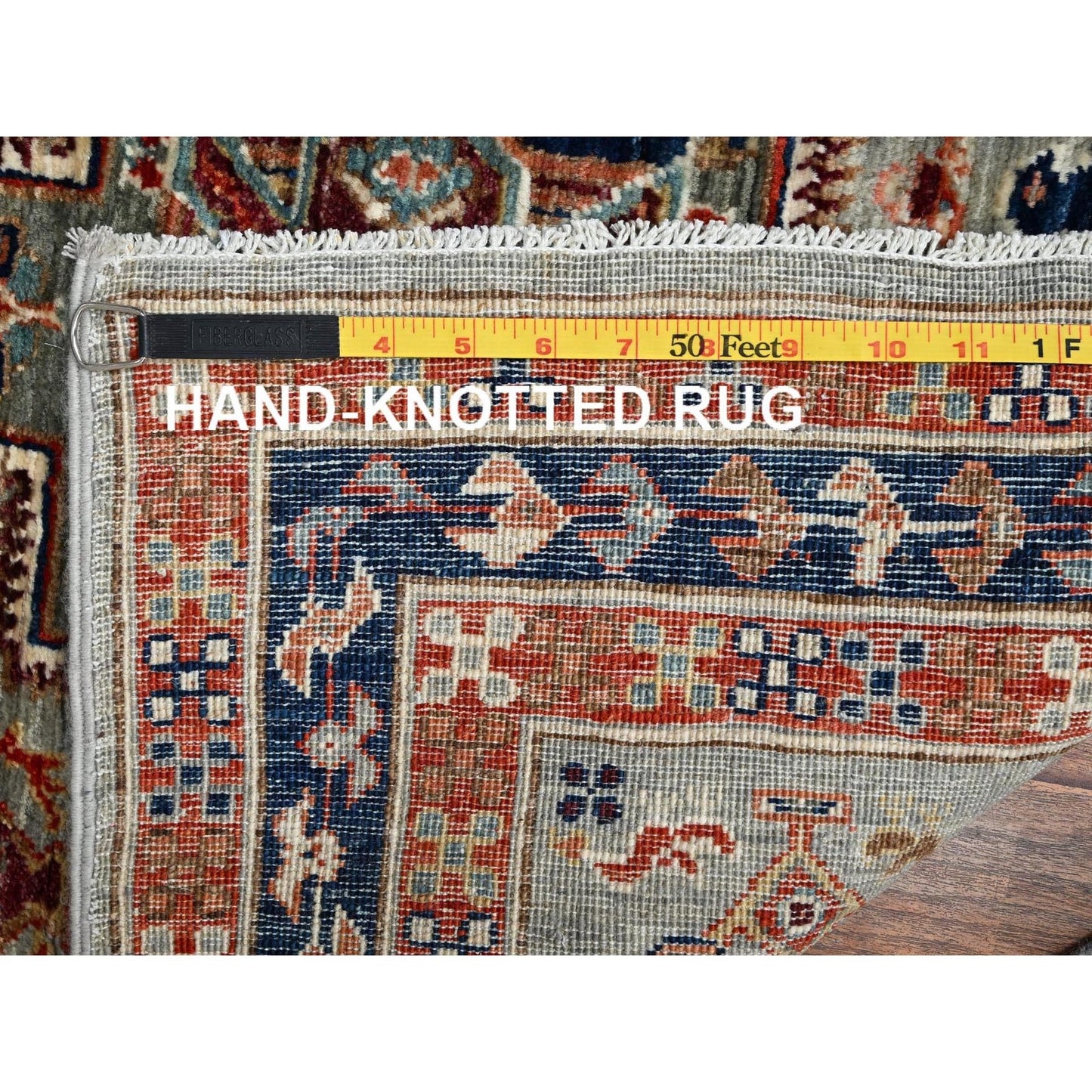 2'7"X7'4" Gray Hand Knotted Rug All Wool Caucasian Design Runner Oriental