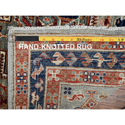 2'7"X7'4" Gray Hand Knotted Rug All Wool Caucasian Design Runner Oriental