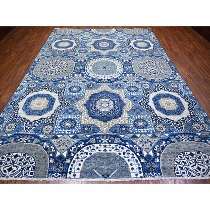8'10"X11'8" Air Force Blue Hand Knotted Finer Peshawar Soft Wool Rug