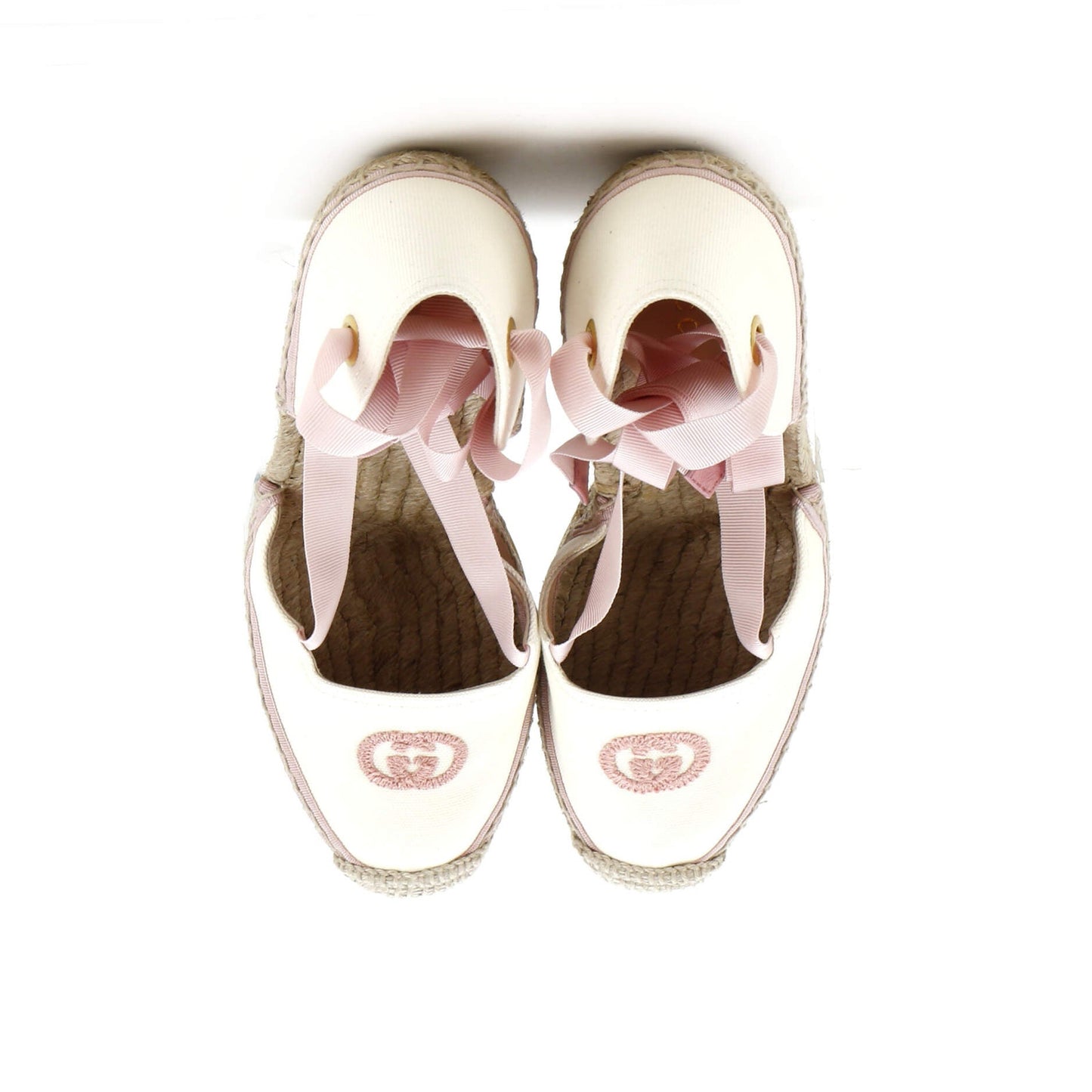 Gucci Women'S Interlocking G Wedge Espadrilles Embroidered Canvas