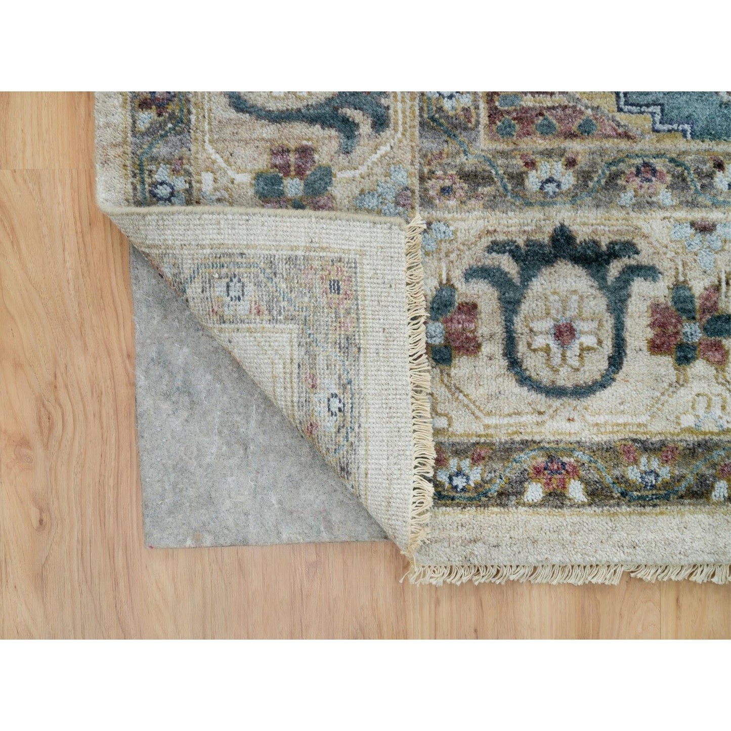 9'8"X10' Winter White Hand Knotted Viss Design Wool Square Oriental Rug