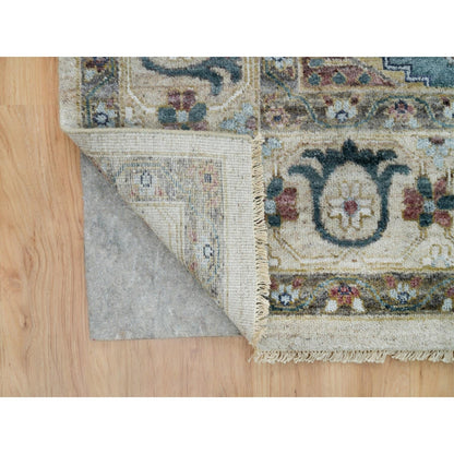9'8"X10' Winter White Hand Knotted Viss Design Wool Square Oriental Rug