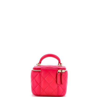 Chanel Classic Top Handle Vanity Case With Chain Quilted Lambskin Mini