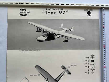 Wwii 1943 Us Navy Aircraft Recognition Poster Kawanishi Type 97 Mavis Flying