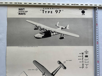 Wwii 1943 Us Navy Aircraft Recognition Poster Kawanishi Type 97 Mavis Flying