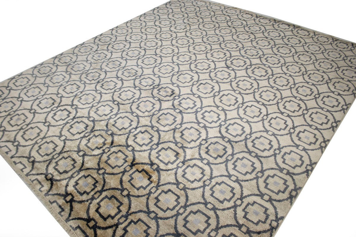8X10 Handmade Modern Geometric Style Rug Beige Contemporary Home Decor Carpet