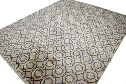 8X10 Handmade Modern Geometric Style Rug Beige Contemporary Home Decor Carpet