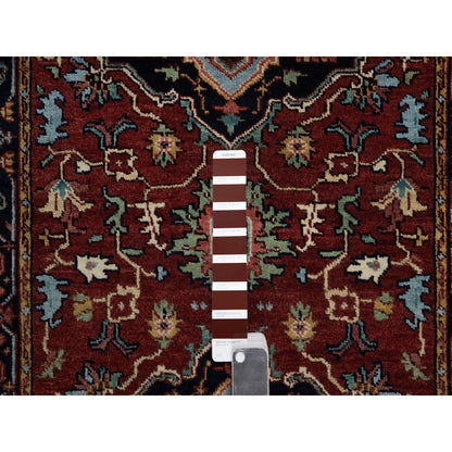 2'8"X8'1" Red Hand Knotted Rug Antiqued Fine Heris Re-Creation Wool Runner