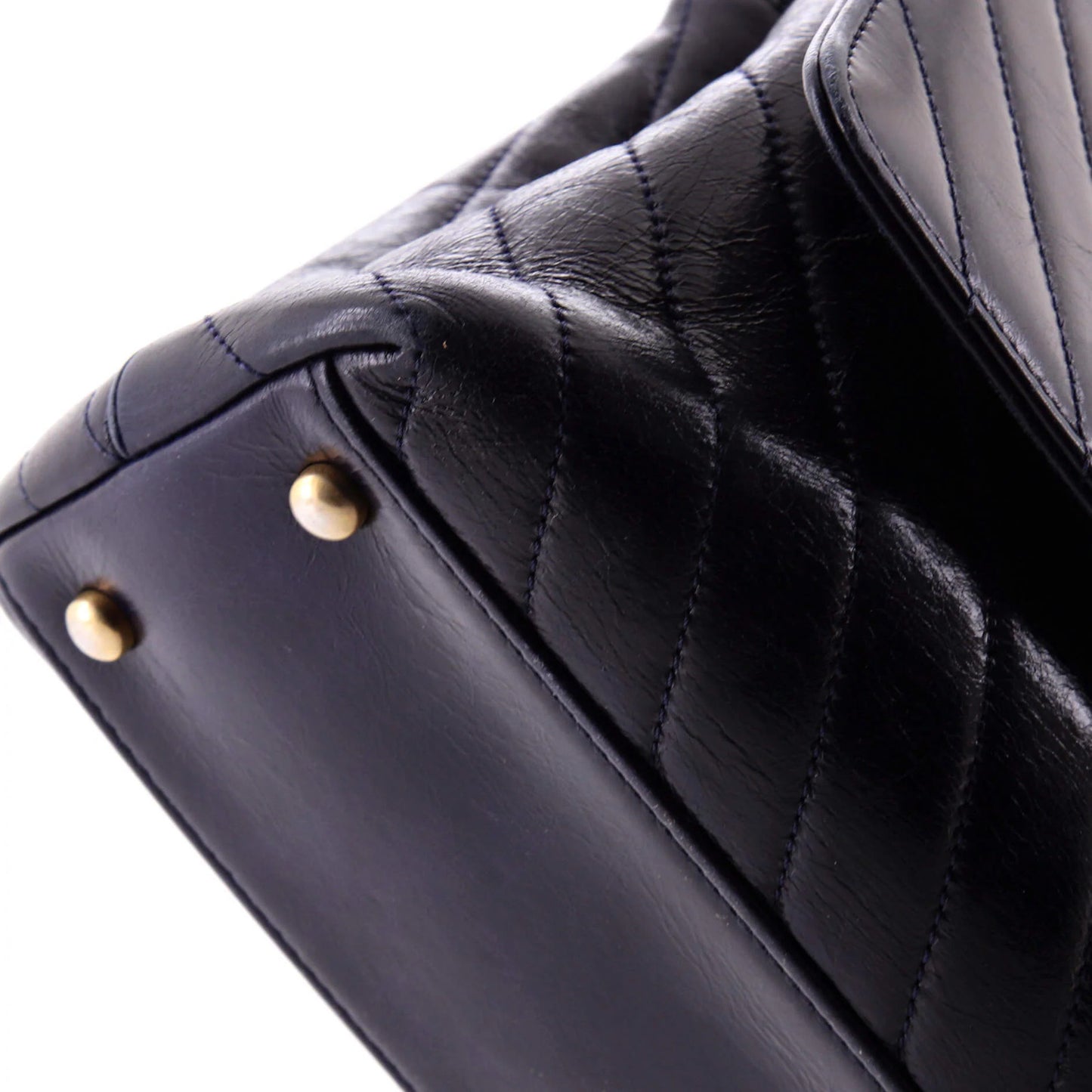 Chanel Coco Top Handle Bag Chevron Aged Calfskin Small