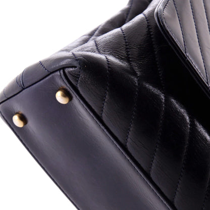 Chanel Coco Top Handle Bag Chevron Aged Calfskin Small