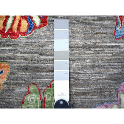 7'8"X9'7" Shark Gray Wool Colorful Hand Knotted Oriental Novelty Rug
