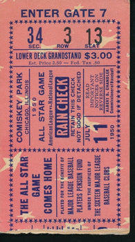 1950 MLB All-Star Game Ticket Stub at Comiskey Park, Chicago, Illinois 193540