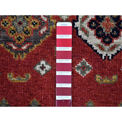 3'2"X10' 100% Wool Repetitive All Over Design Handknotted Wide Runner Rug