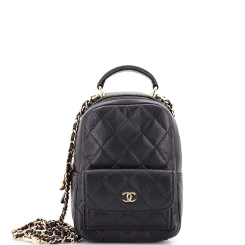 Chanel Classic Cc Chain Pocket Backpack Quilted Caviar Mini