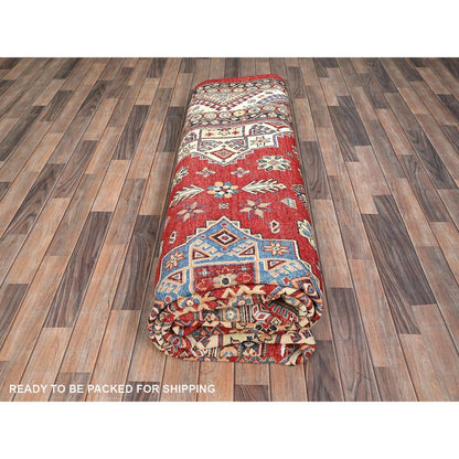 10'1"X13'9" Red Special Kazak Extra Soft Wool Hand Knotted Oriental Rug