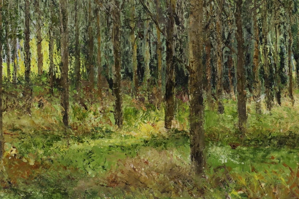 Henri Jacques Masson Signed Oil Painting Forest Landscape Grove September