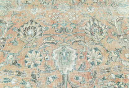 Distressed Vintage Oriental Rug Floral Style