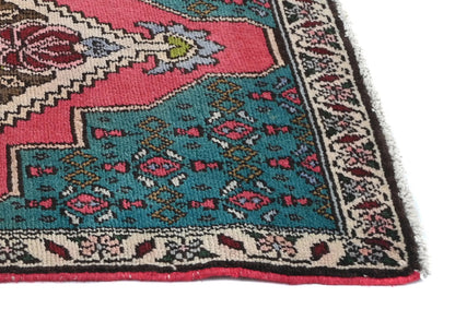 1'11 X 2'8 ft Semi-Antique Distressed Oriental Rug Muted Floral Design Carpet