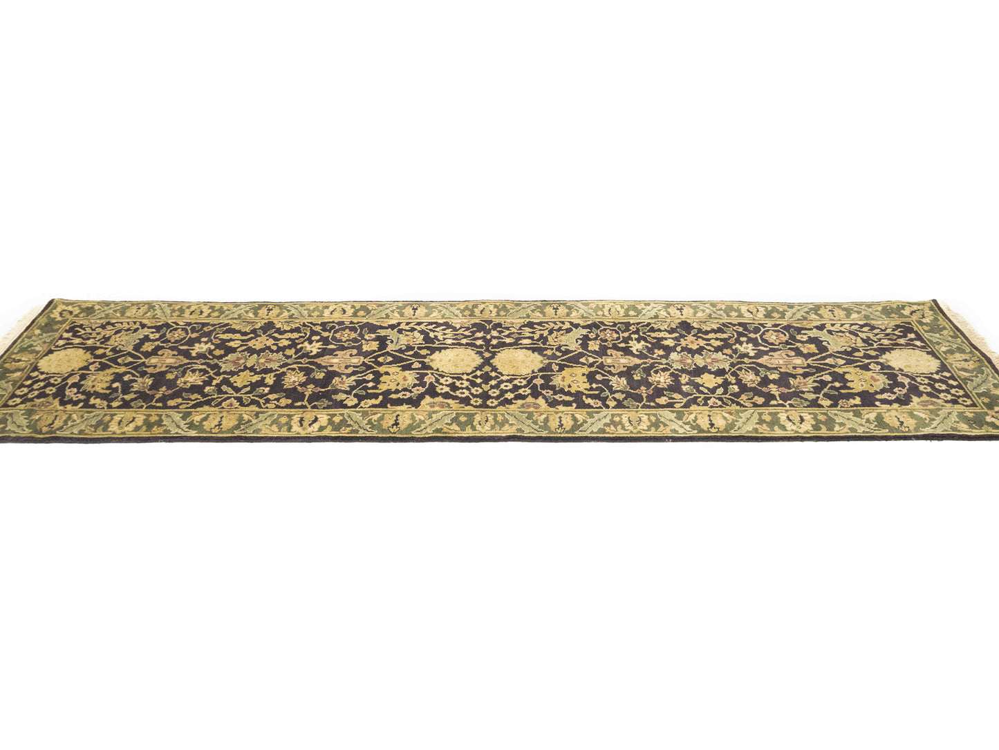 Hand-Knotted Agra Jaipur Floral Oriental Runner