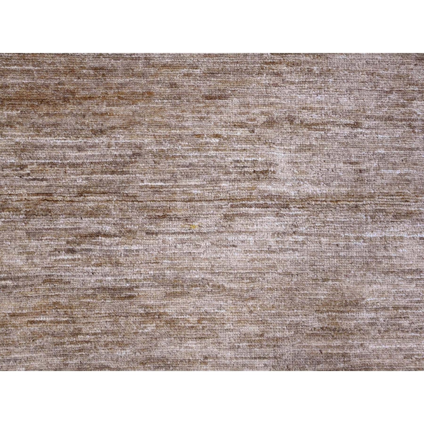 8'X9' Brown Hand Spun Ghazni Wool Solid Pattern Hand Knotted Squarish Rug