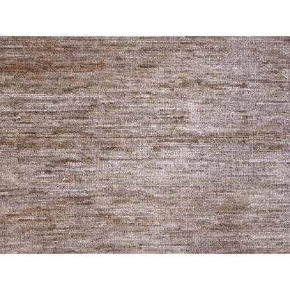 8'X9' Brown Hand Spun Ghazni Wool Solid Pattern Hand Knotted Squarish Rug