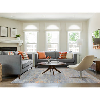 8'X10' Sky Blue Silk With Wool Modern Design Hand Knotted Rug