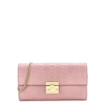Gucci Padlock Continental Chain Wallet Guccissima Leather Long
