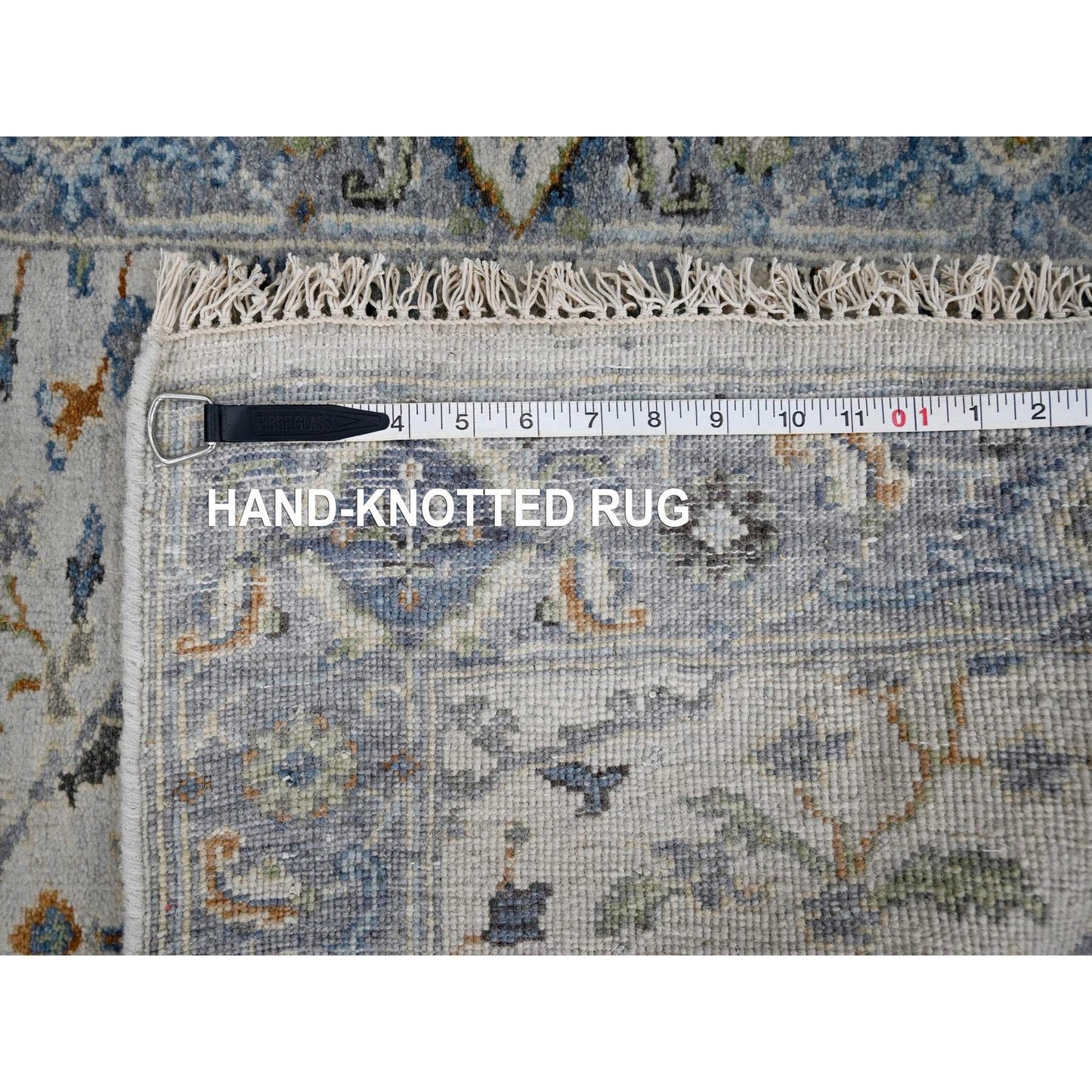 2'3"X8' Miller Mood Gray Wool Floral Oushak Hand Knotted Runner Rug