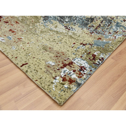 8'5"X8'5" Beige Hand Knotted Abstract Design Soft Wool Square Rug