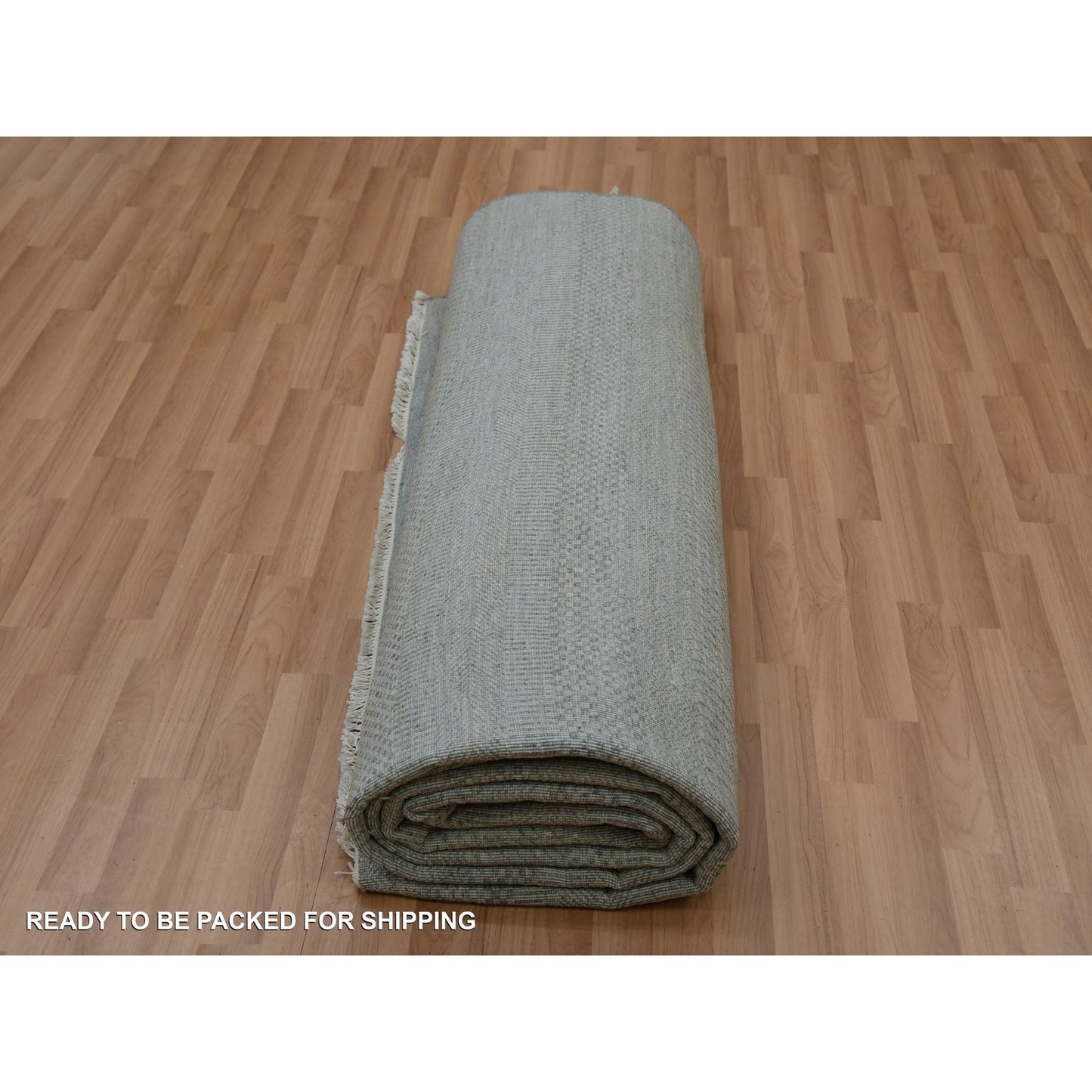 9'X12'2" Metal Gray Hand Knotted Pure Wool Grass Design Oriental Rug