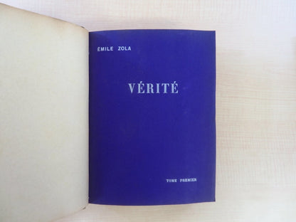Emile Zola'S 'Verite'  1903 Limited Edition (30 Copies) 2 Volumes Handmade Paper