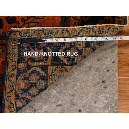 4'2"X6'4" Orange Rust Antique Zoroastrian Sarouk Mohajoren Oriental Rug