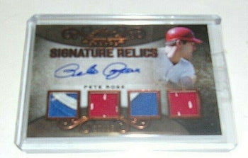 Pete Rose 2019 Leaf Ultimate Auto Game Used Quad