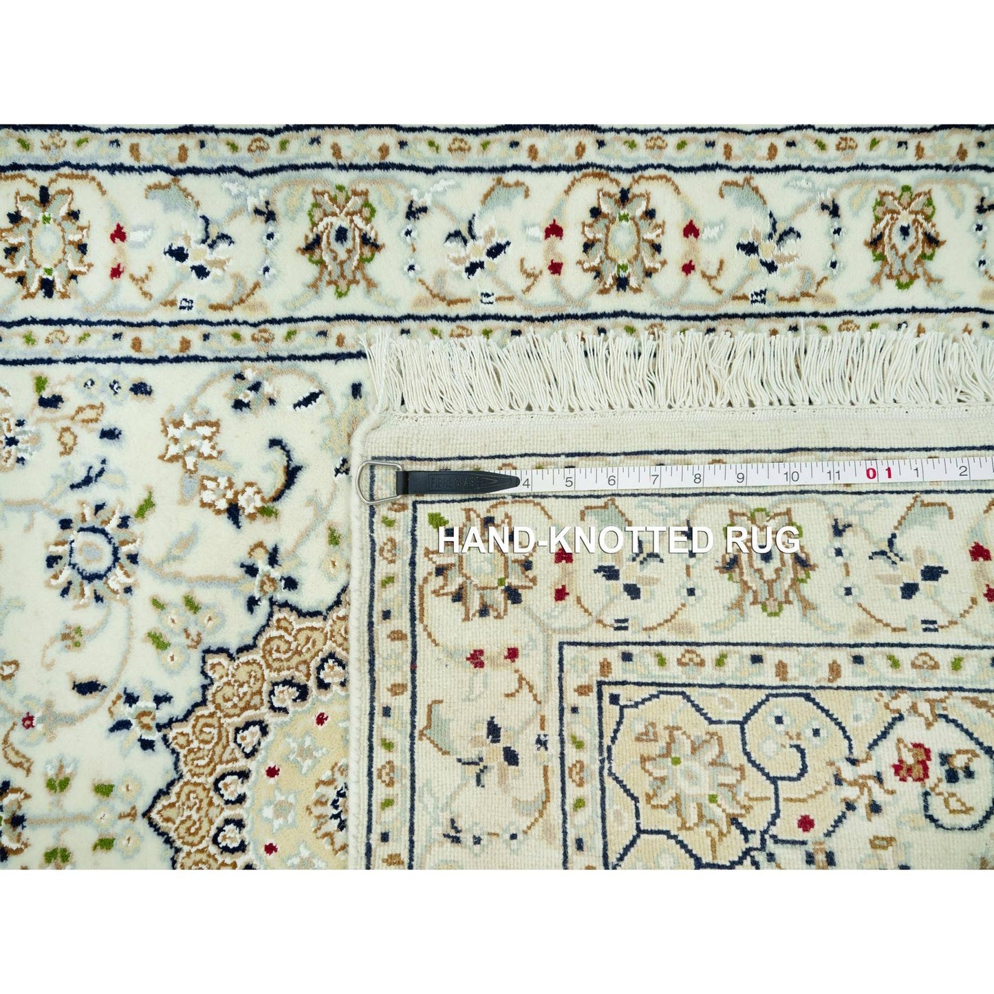 2'8"X12'1" Ivory Nain Hand Knotted 100% Wool 250 Kpsi Runner Oriental Rug