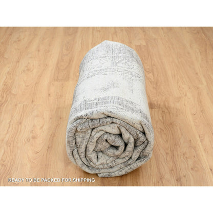 9'X12' Black Wool And Plant Based Silk Hand Loomed Modern Design Rug